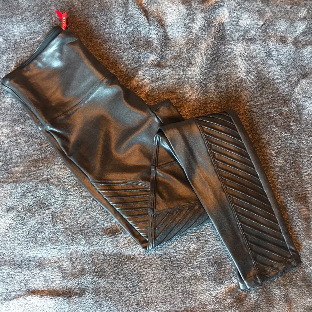 SPANX pleather motorcycle leggings